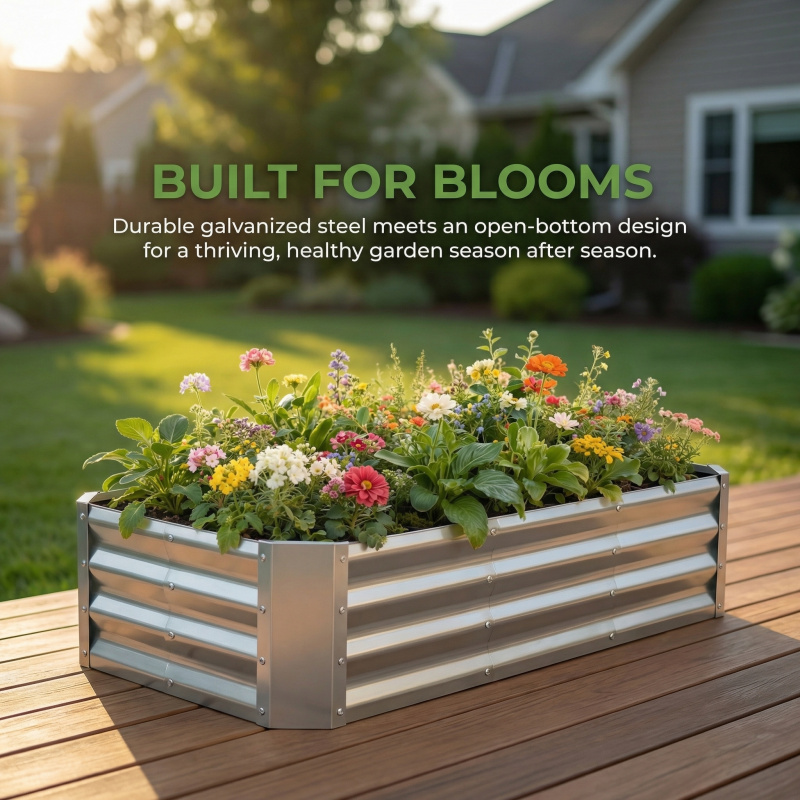 Garden Storage Box - Большой оцинкованный грядочный ящик без дна