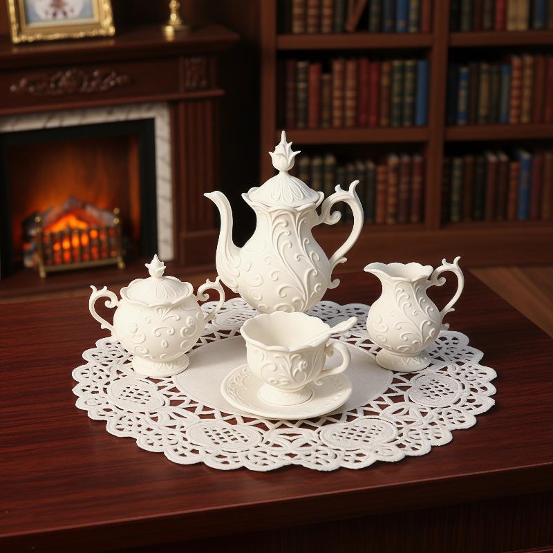 Bistro Table Set - Набор миниатюрных имитационных цветочных рельефных тарелок,