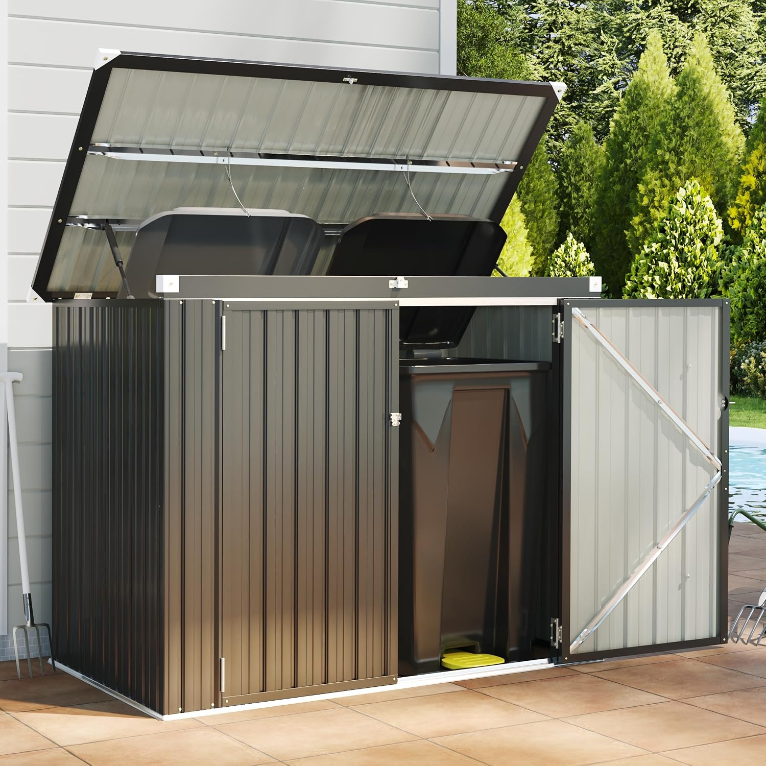 Garden Storage Box - Уличный водонепроницаемый металлический контейнер для мусора