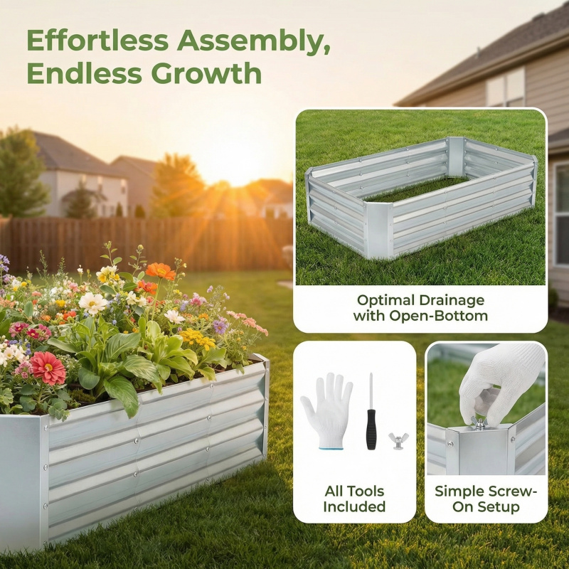 Большой оцинкованный грядочный – обзор и цена Garden Storage Box