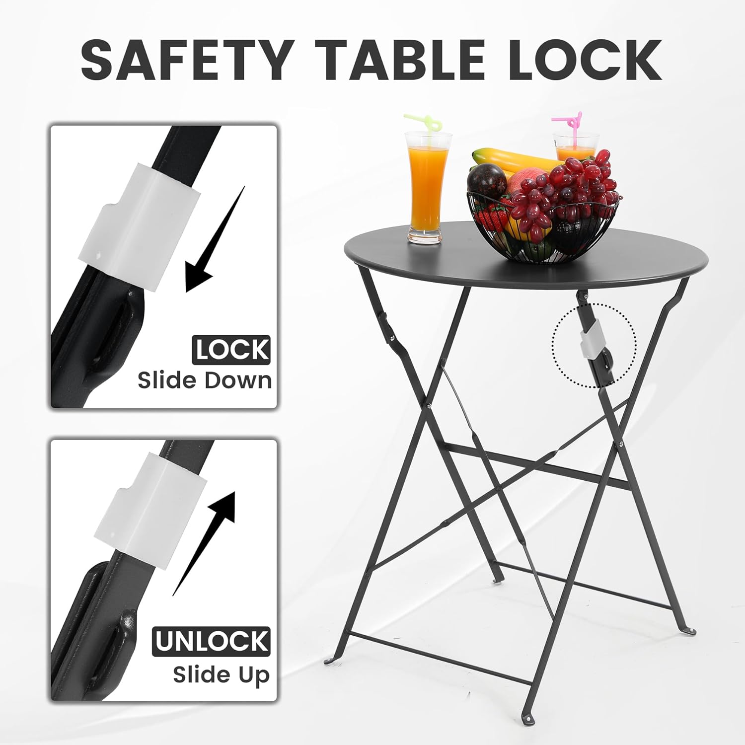 Компактный черный складной ком – обзор и цена Bistro Table Set